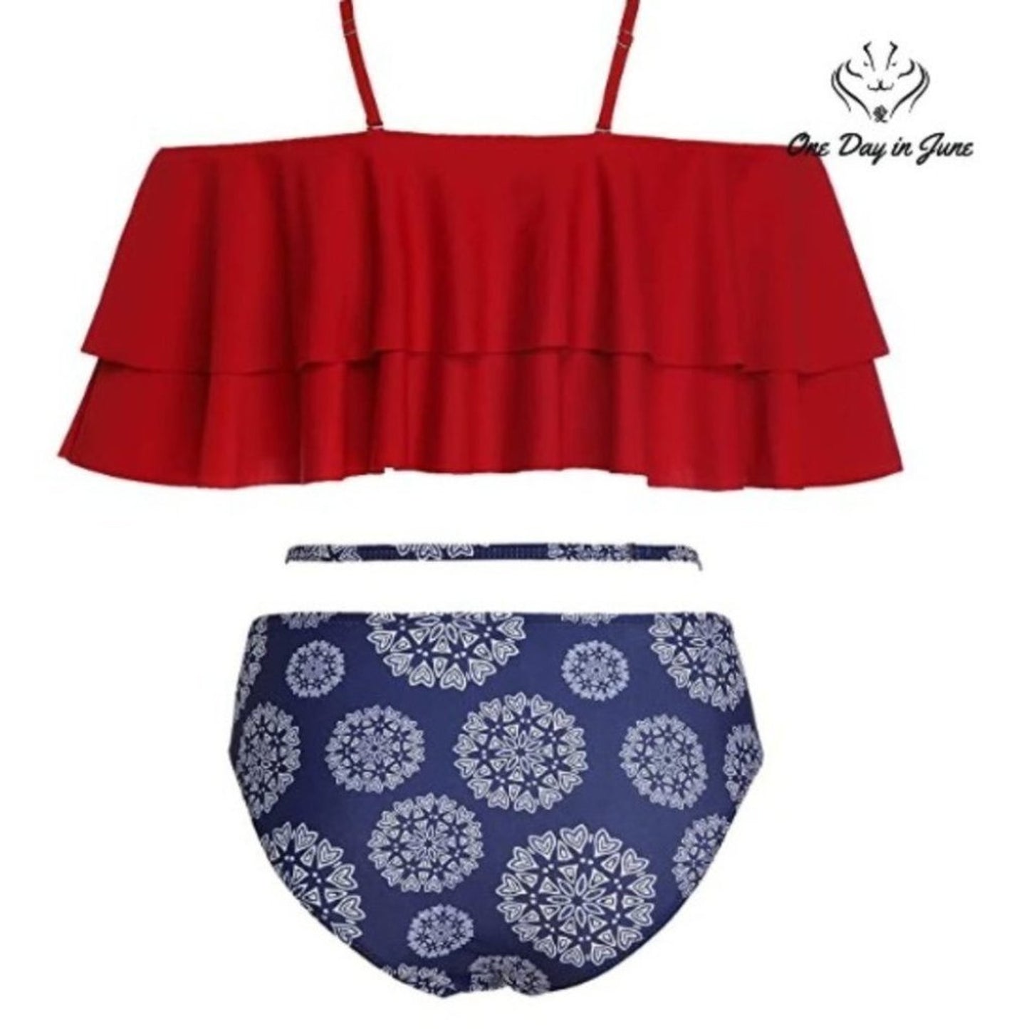 Tempt Me High Waist Off Shoulder Ruffled Bikini Size M
