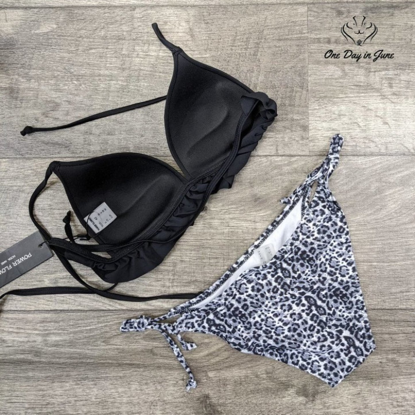 Power Flower Padded Ruffle Tie Side Bikini Swimsuit Size 8