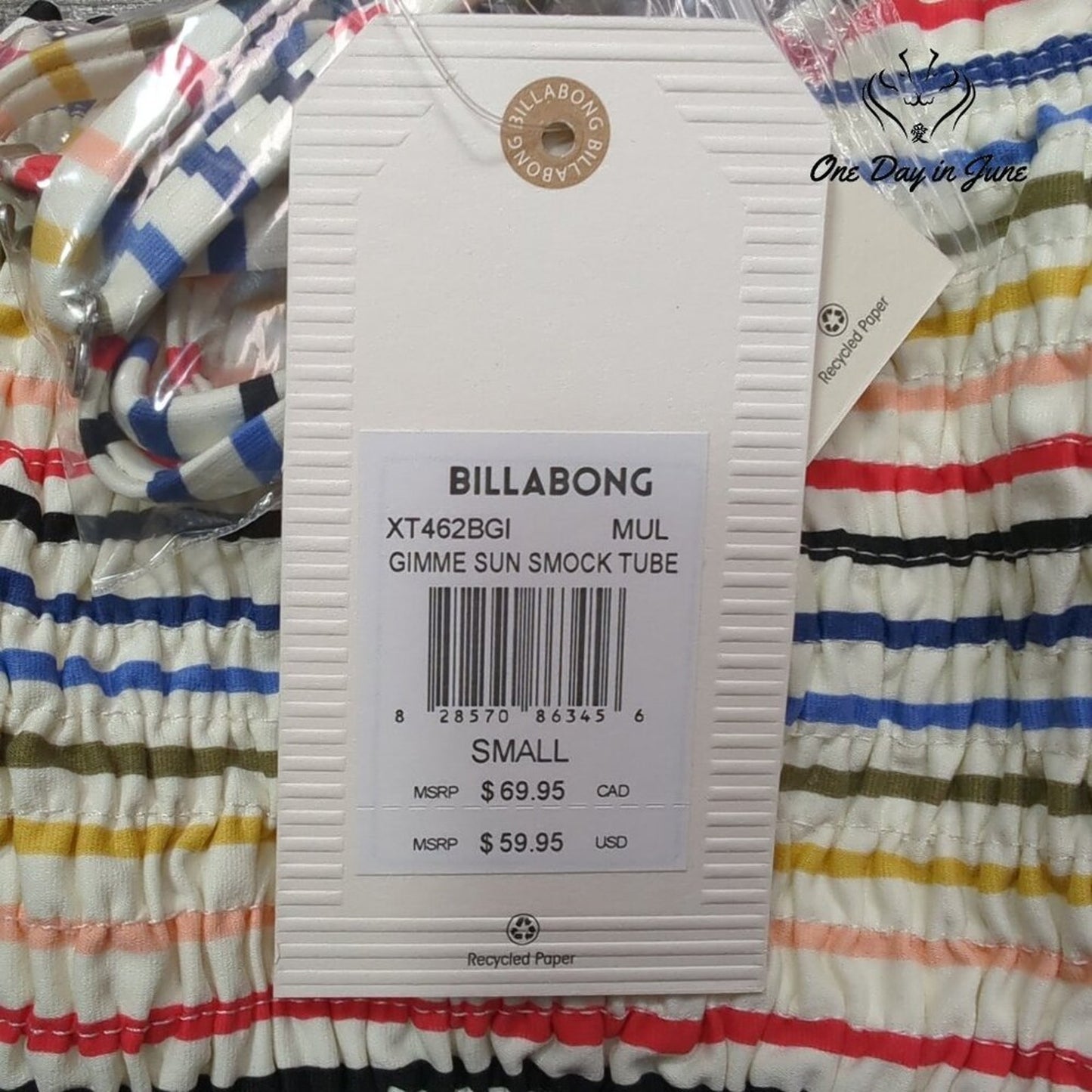 Billabong Gimme Sun Smock Tube Bikini Top Size S