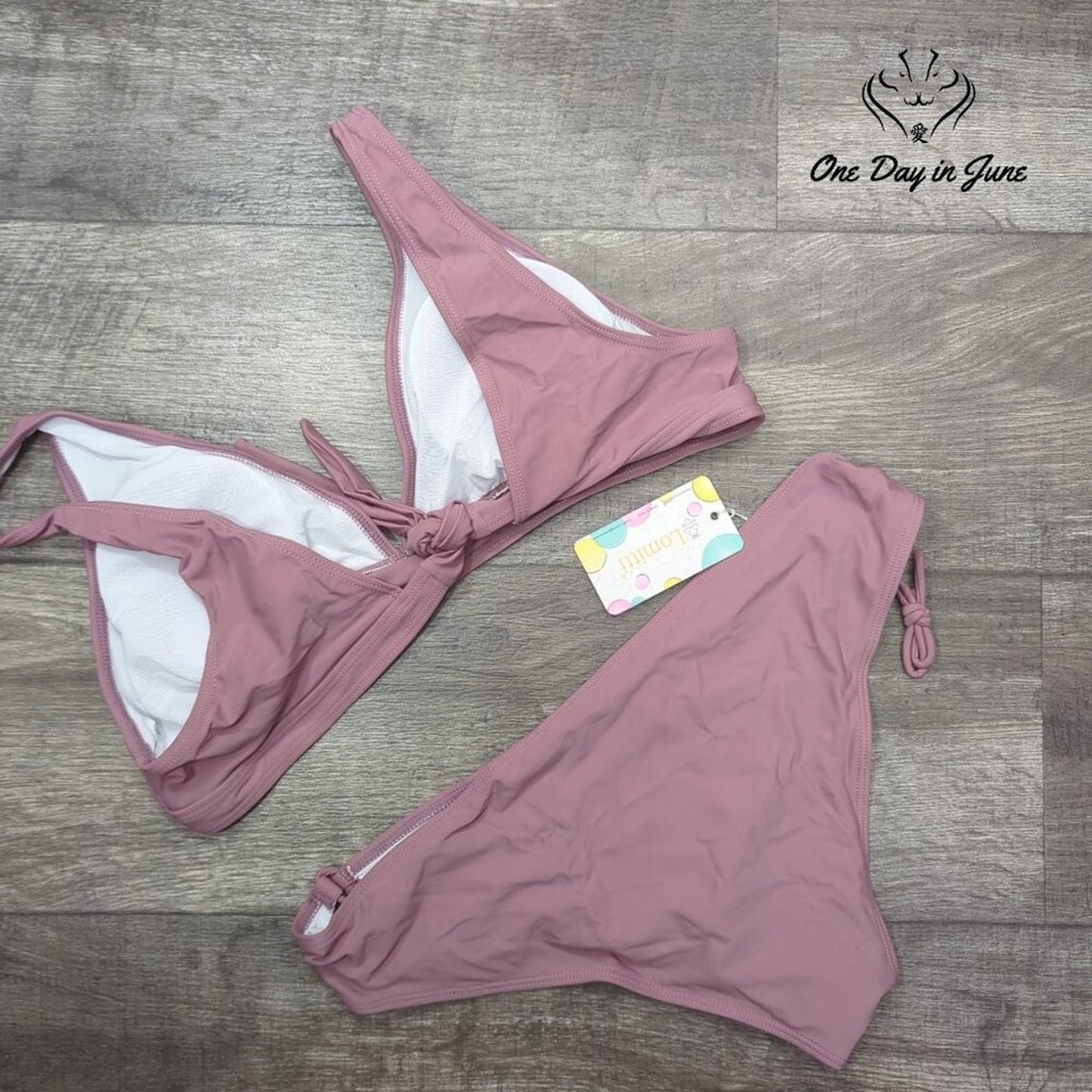 Lomitti Tie Back Top Tie Side Bottom Bikini Swimsuit Size XL