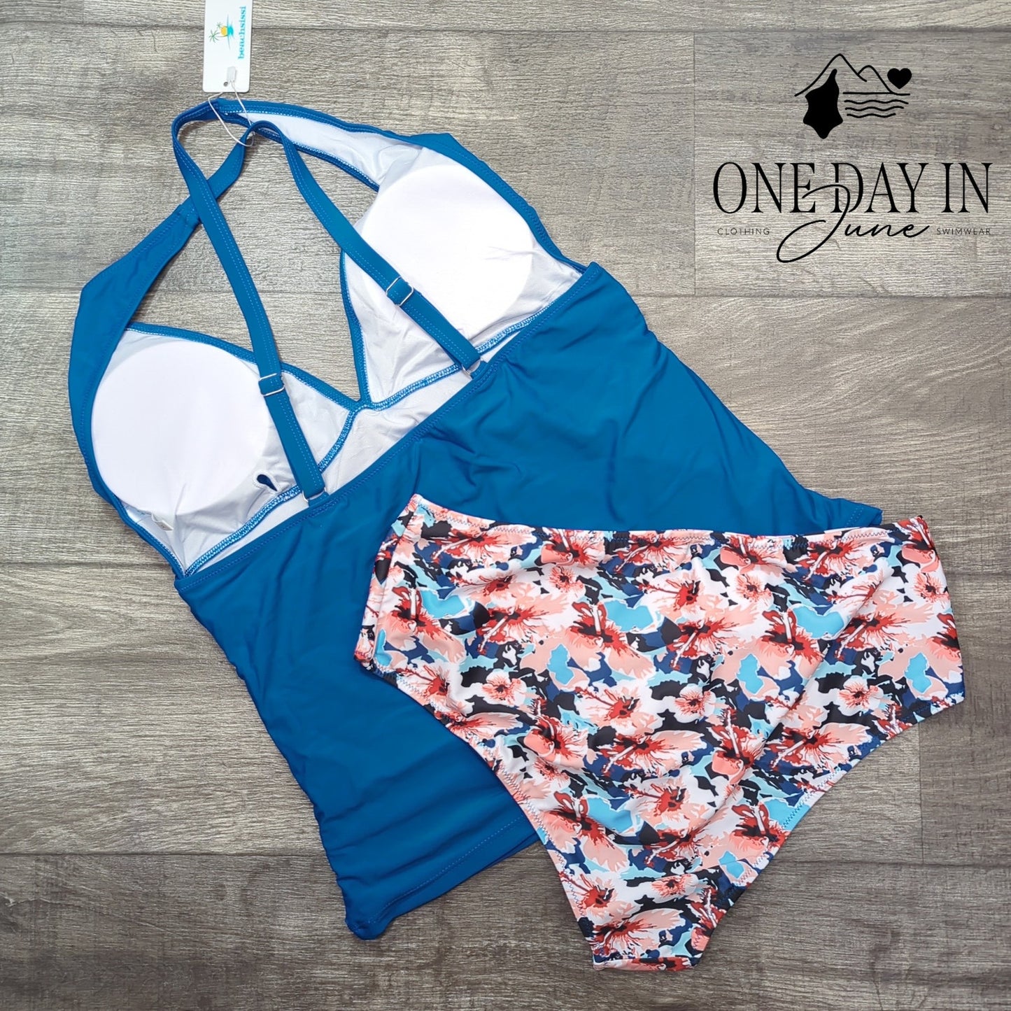 Beachsissi V Front Tummy Control Tankini Swimsuit Size XL