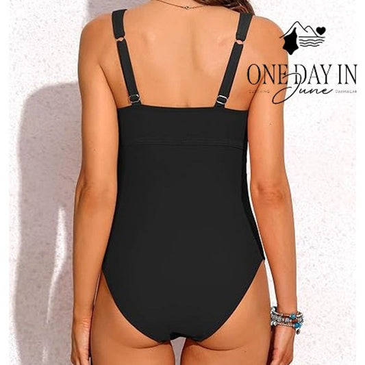 Charmo Maternity Scallop Edge Cutout One Piece Swimsuit Black NWT Size M