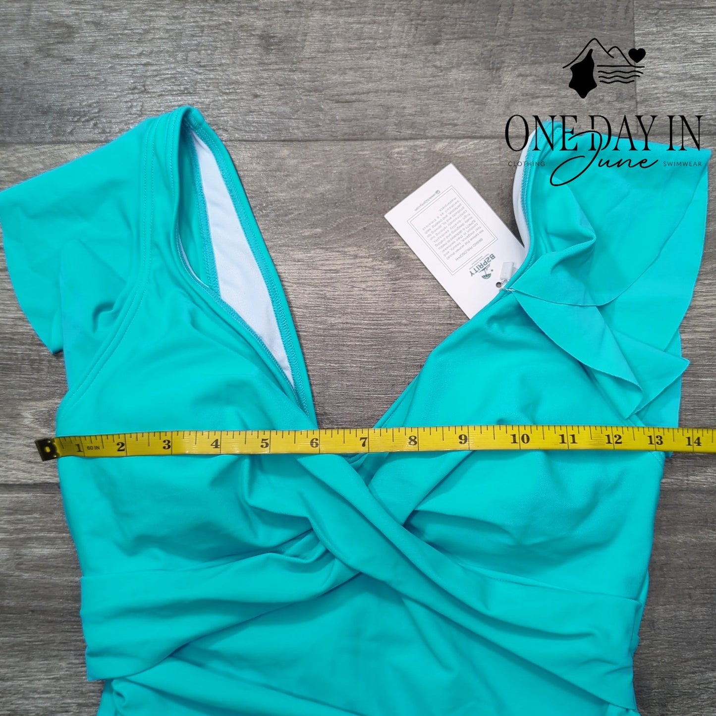 B2Prity Cross Front Ruffle Shoulder Tummy Control One Piece Swimsuit Size S
