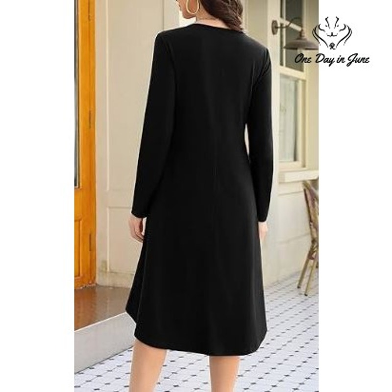 Missky Long Sleeve Pullover Pocket Loose Swing Dress Size 3XL