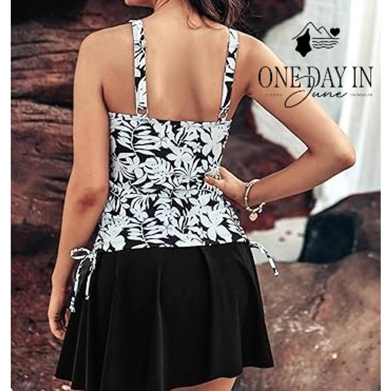 Kate Kasin Skirted Tankini Swimsuit Size M