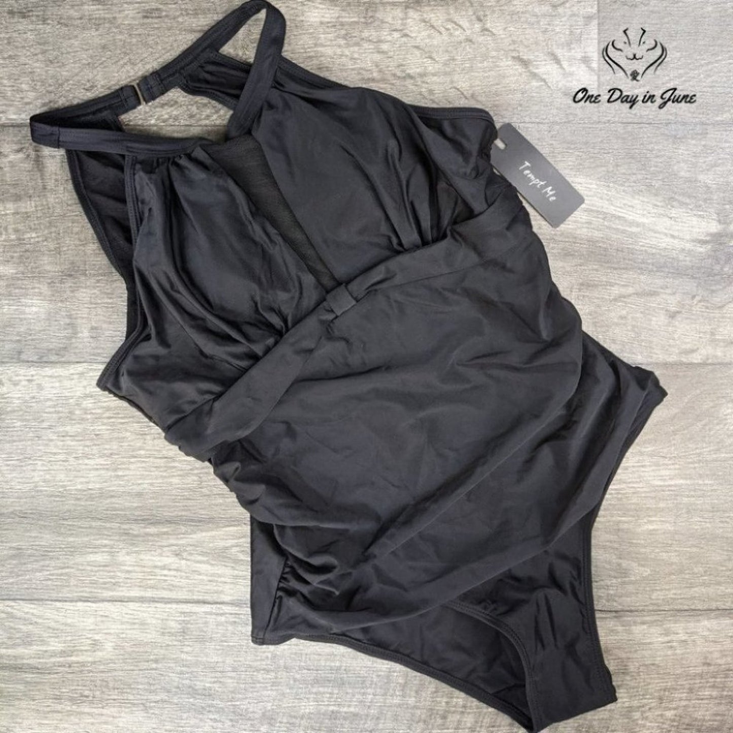 Tempt Me High Neck Plunge Mesh Ruched Monokini