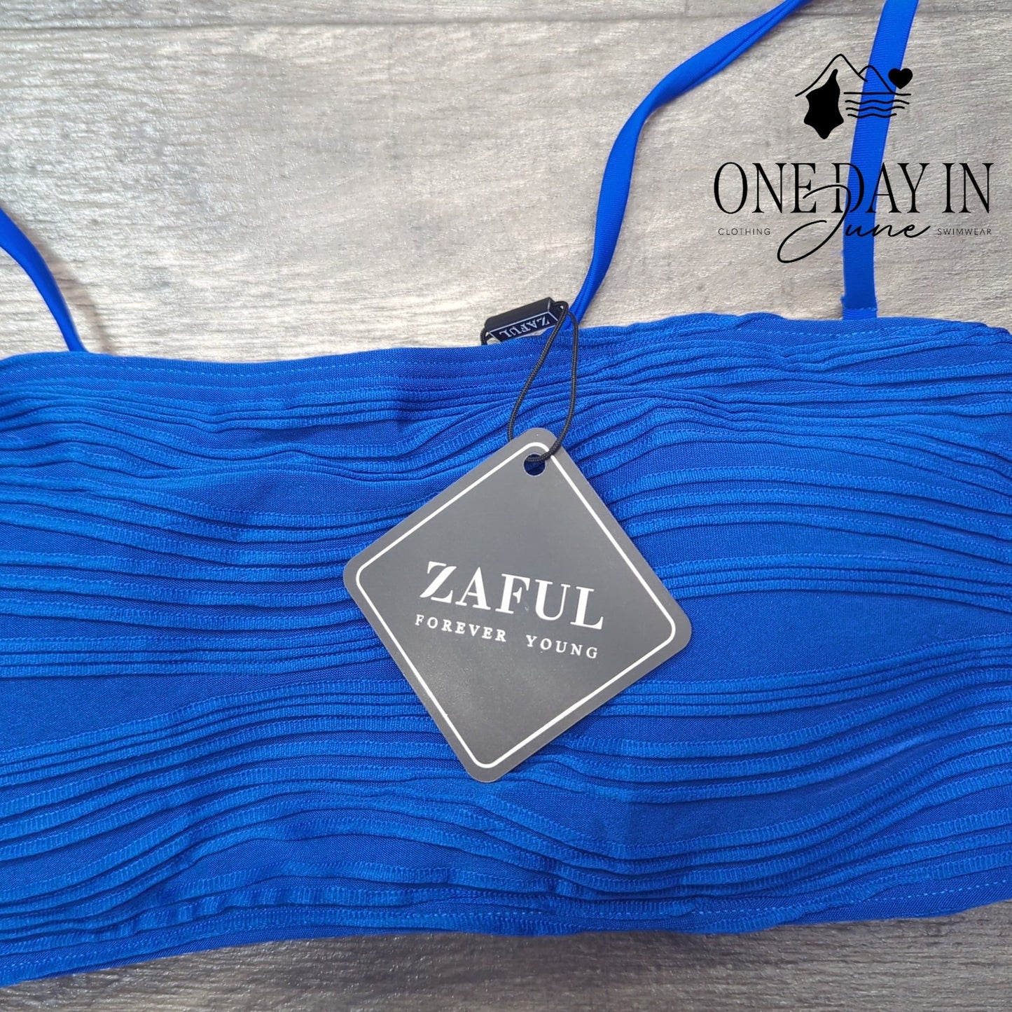 Zaful Textured Bandeau Bikini Swimsuit Size M