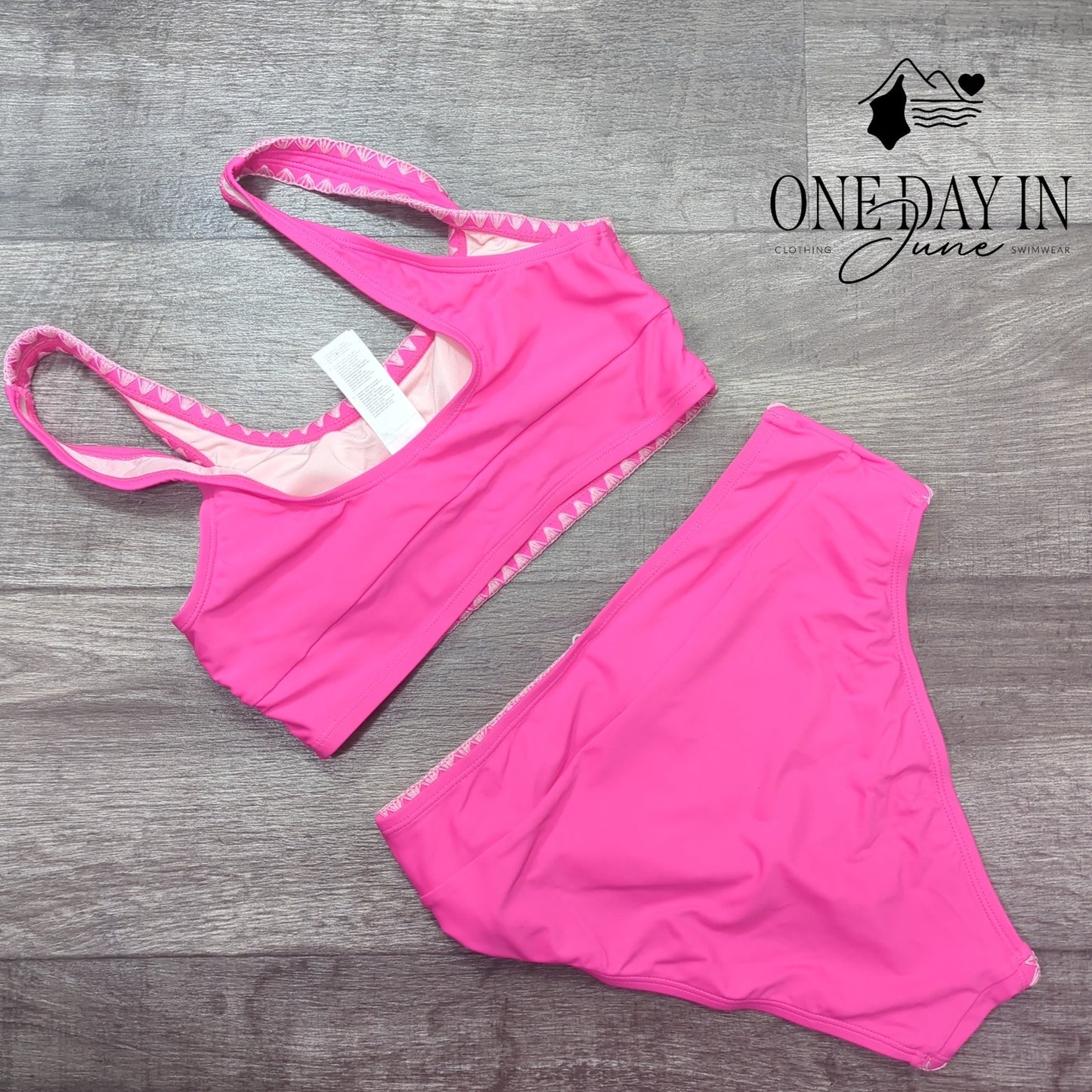 Cupshe Crop Top Embroidered Edge Bikini Swimsuit Size S