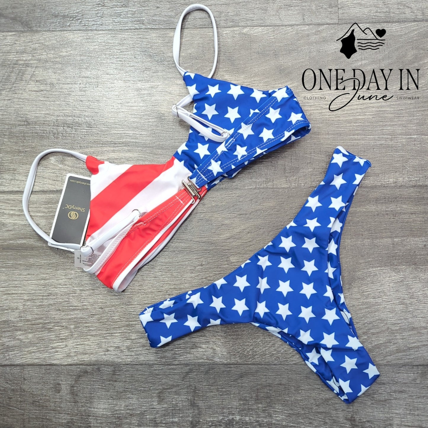 SherryDC American Flag Thong Bikini Swimsuit Size S