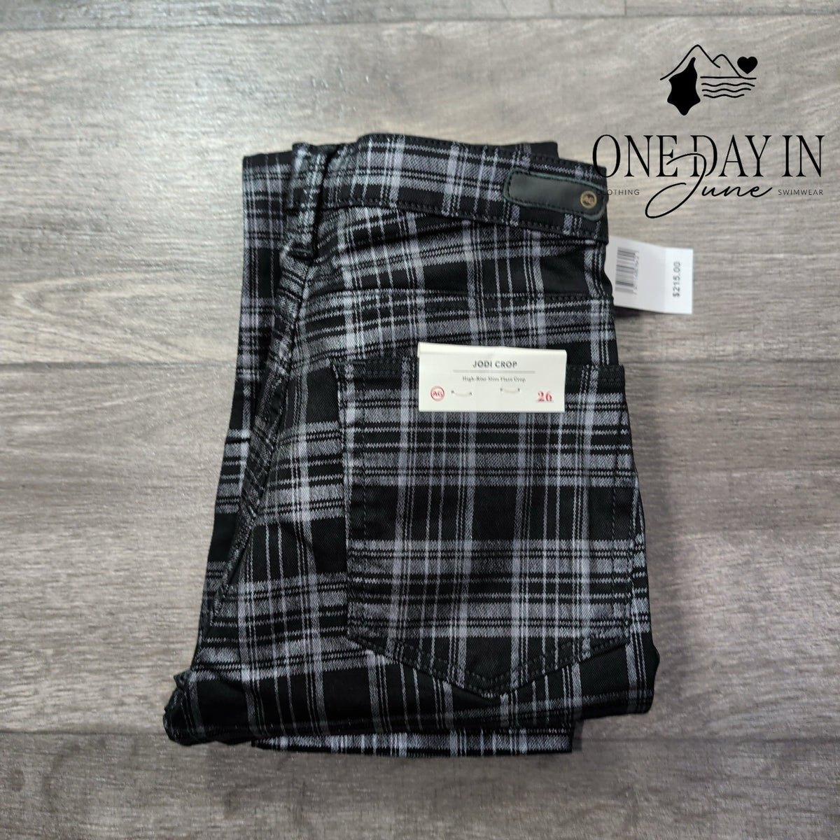 AG Adriano Goldschmied Jodi High Rise Slim Flare Crop Jeans Plaid NWT Size 2