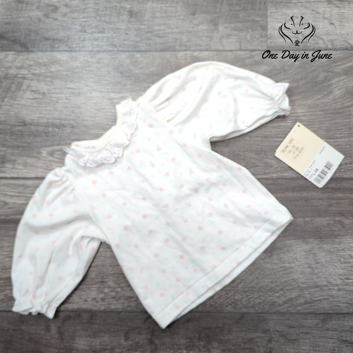 Carters Baby Girls Long Sleeve Floral Top White Eyelet Collar NWT Size 6-9 Mths