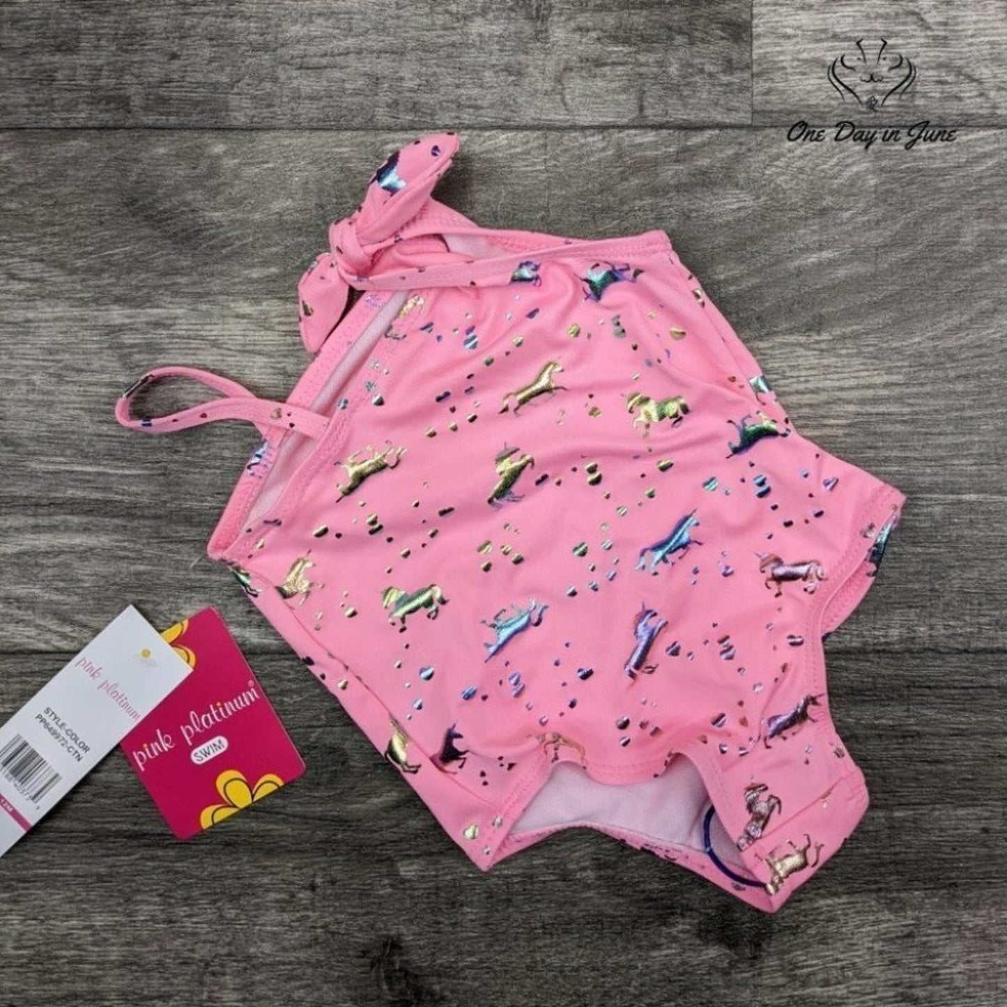 Pink Platinum Unicorn One Piece Swimsuit Size 12M