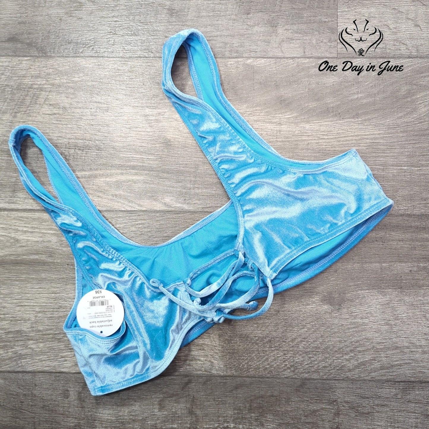 Decree Crop Velour Bikini Top Size XXL