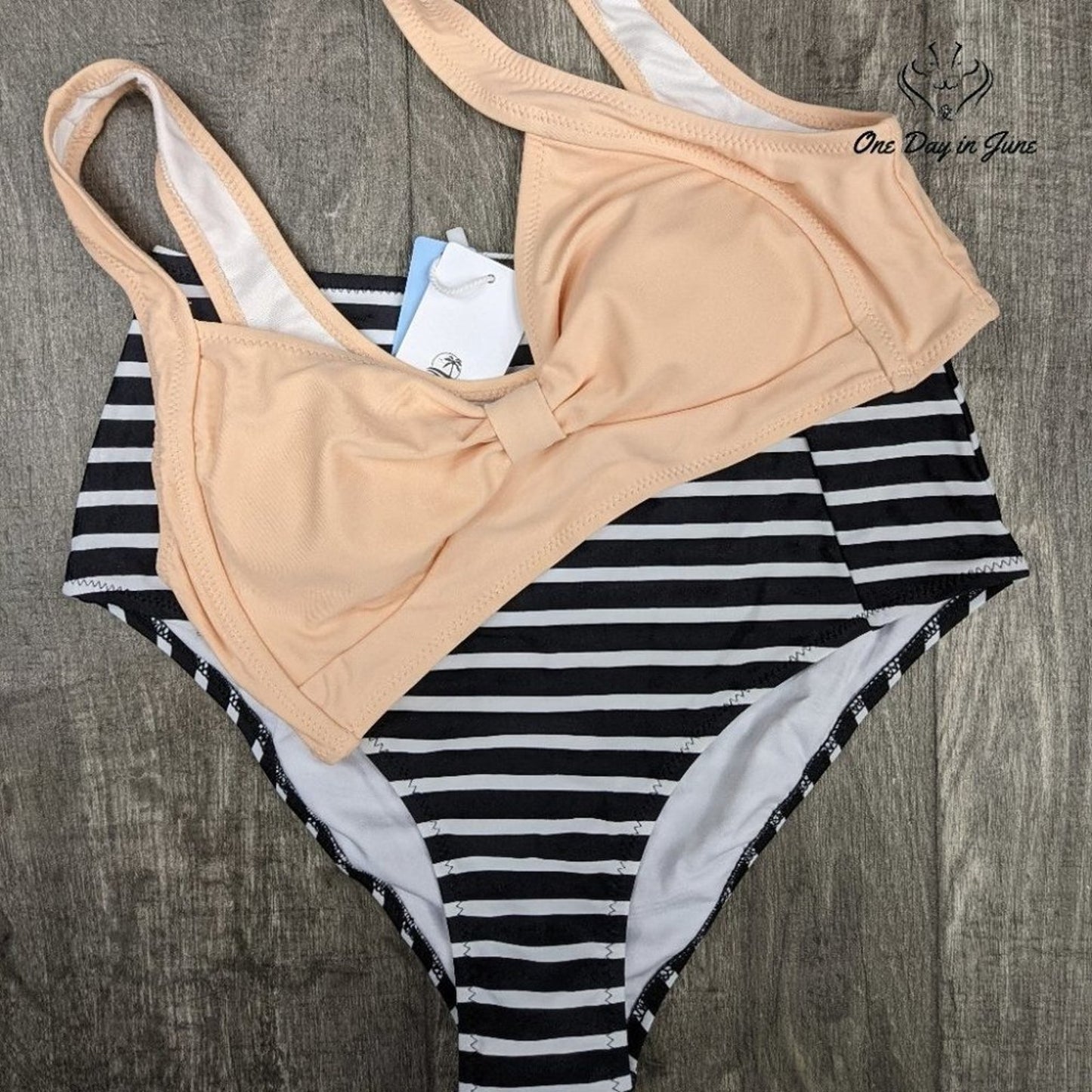 Cupshe Strip Sport Top Bikini Size S