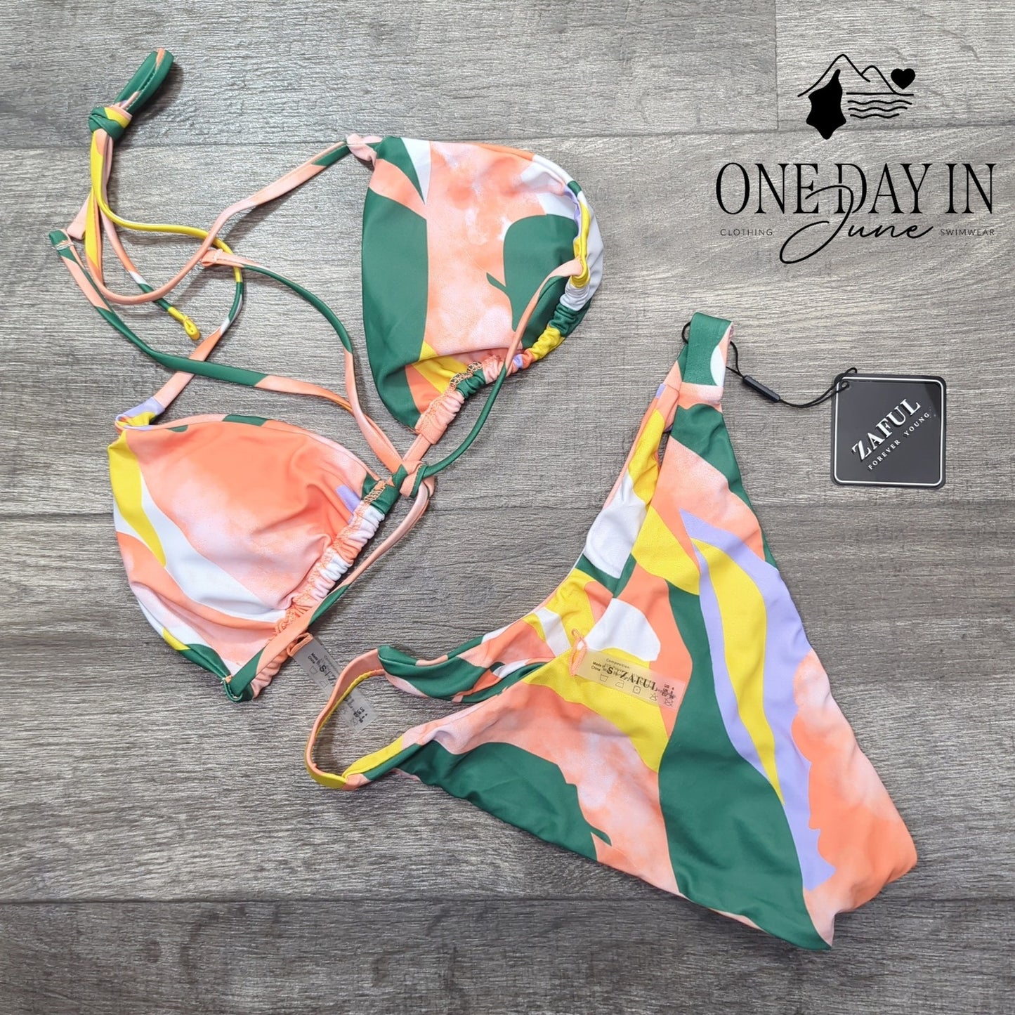 Zaful Triangle Tie Dye Bikini Swimsuit Size S