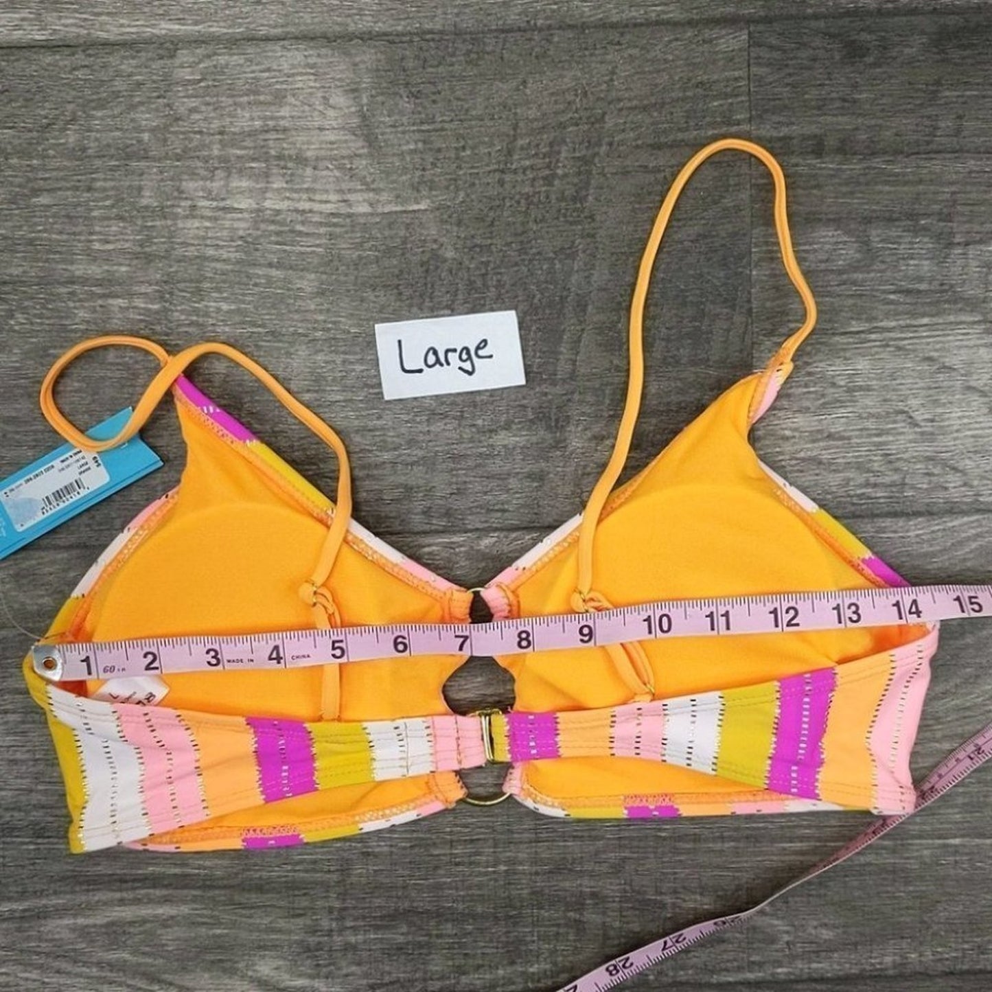 Ambrielle Striped Bralette Bikini Top Size L
