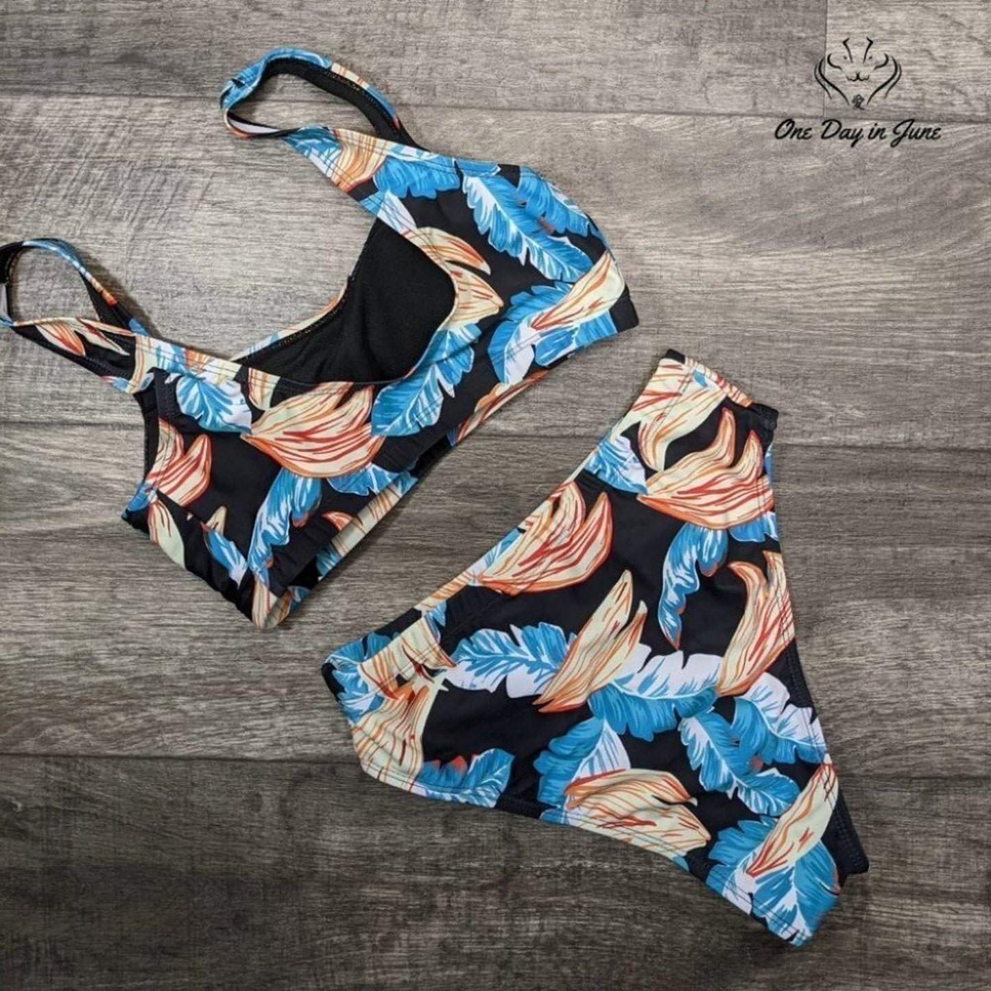 Pink Queen Crop Top High Waist Bikini Swimsuit Size M