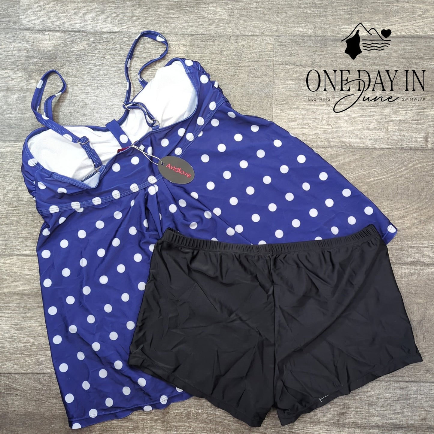 Avidlove Polka Dot Boy Short Tankini Swimsuit Size XL