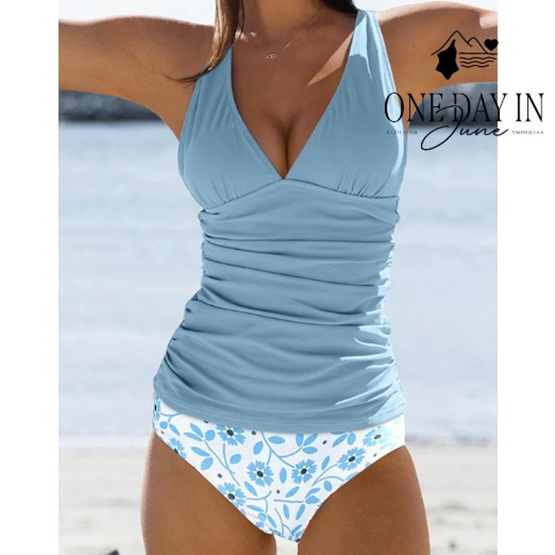 Beachsissi V Front Tummy Control Tankini Swimsuit Size M