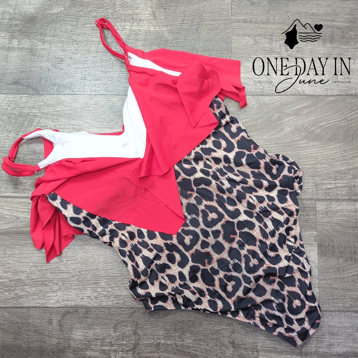 Suuksess Ruffle Leopard One Piece Swimsuit Size XL