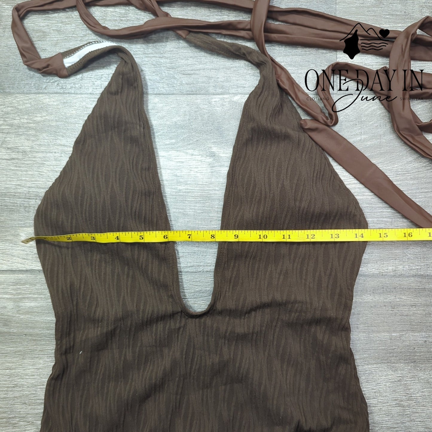 Zaful Deep V Tie Wrap One Piece Swimsuit Size S