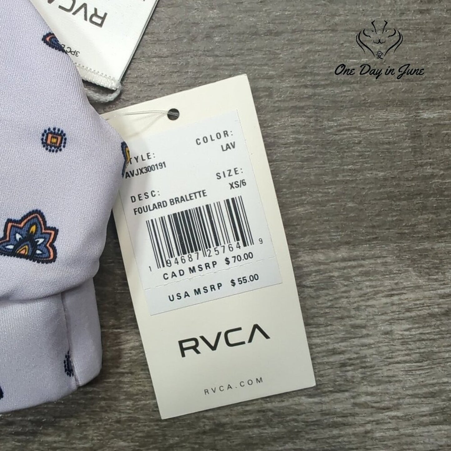 RVCA Foulard Bralette Bikini Top Size XS