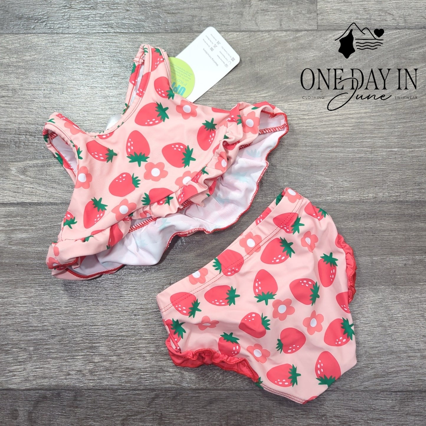 Youngertree Starwberry Ruffle Bikini Swimsuit Size 2-3T