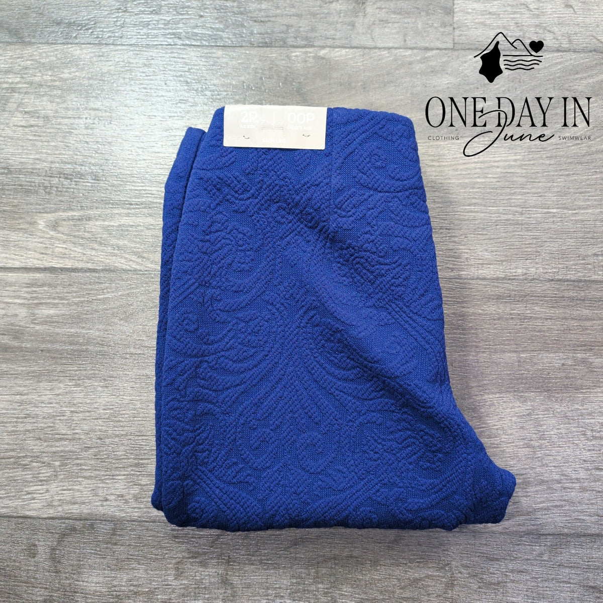 Chico's Petite Jacquard Slim Leg Pull On Pants Cobalt Blue NWT Size Chico's 00P