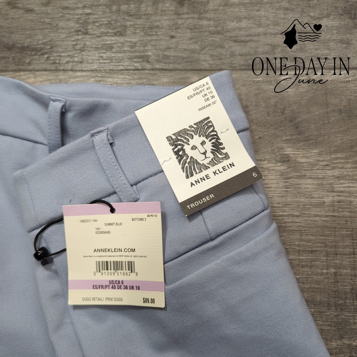 Anne Klein Summit Blue Trouser Pants Size 6