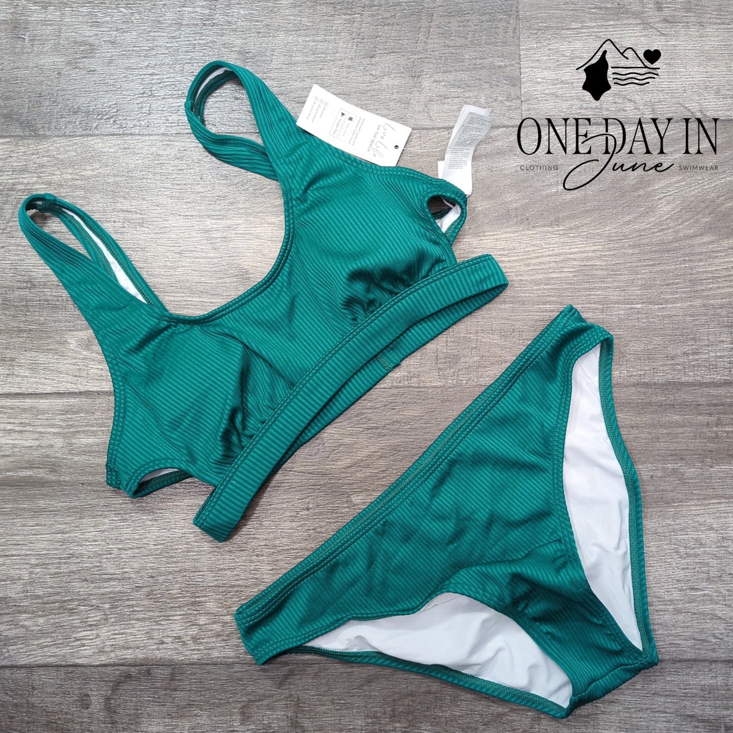 Cupshe Ribbed Crop Bikini Swimsuit Size S