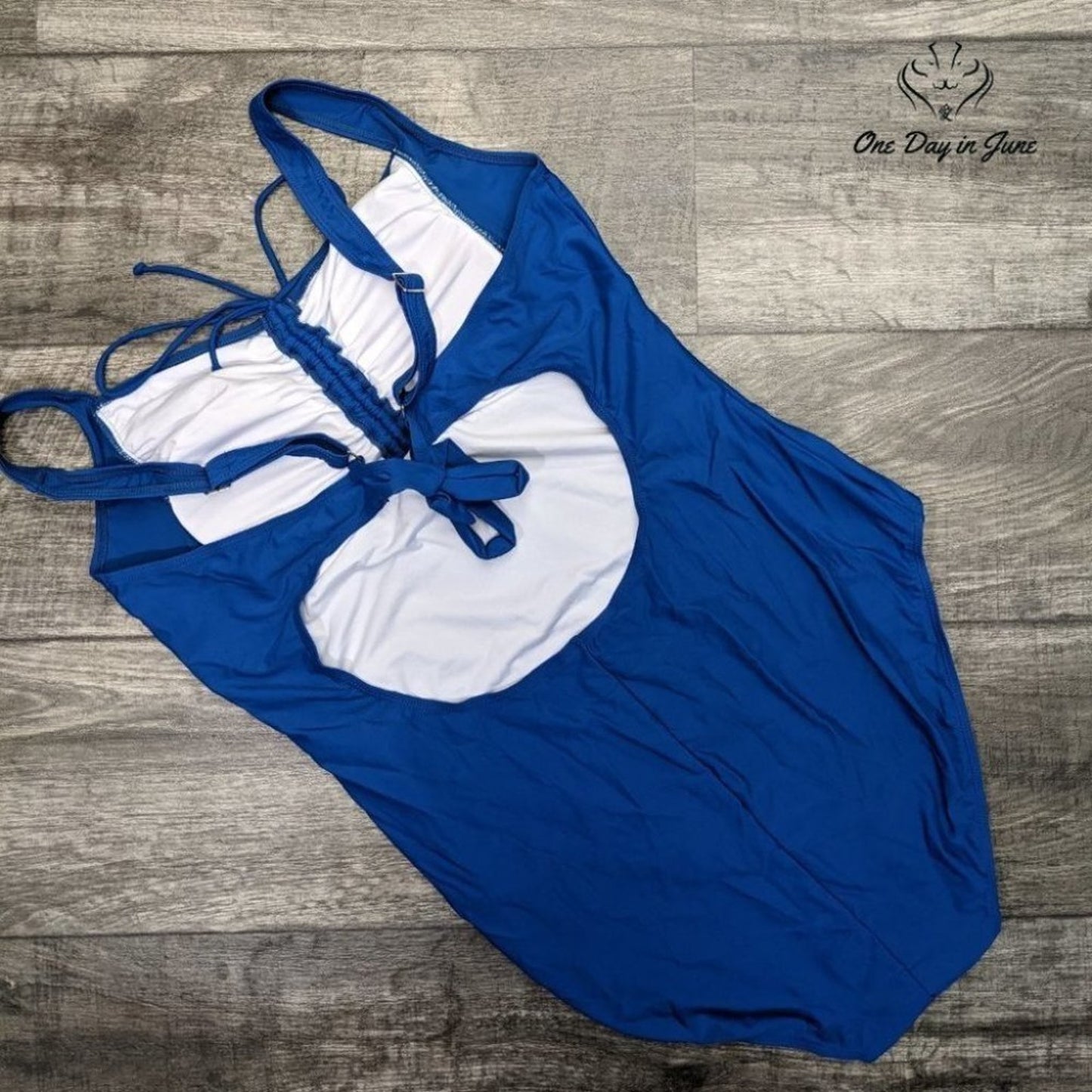 Peddney Tie Back Ruched Front One Piece Swimsuit Size XXL