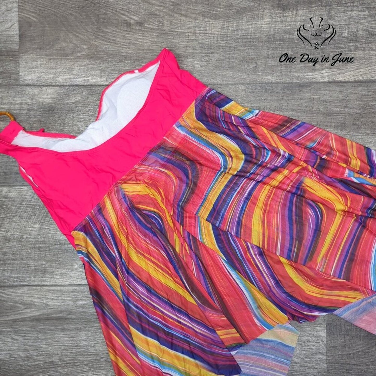 Bidaso One Shoulder Ring Swimdress Tankini Swimsuit Size 4XL