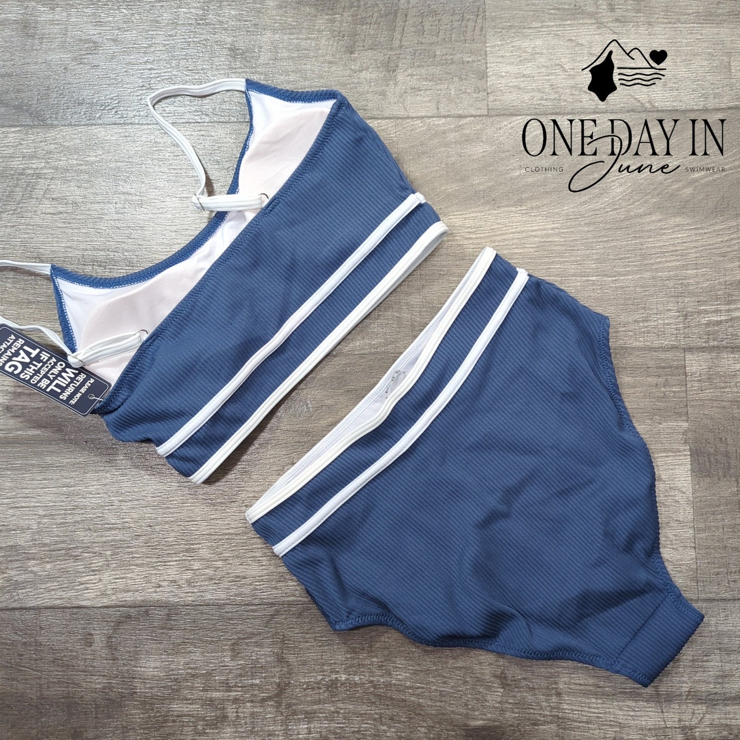 Blooming Jelly High Waisted Ribbed Crop Bikini Swimsuit Size S