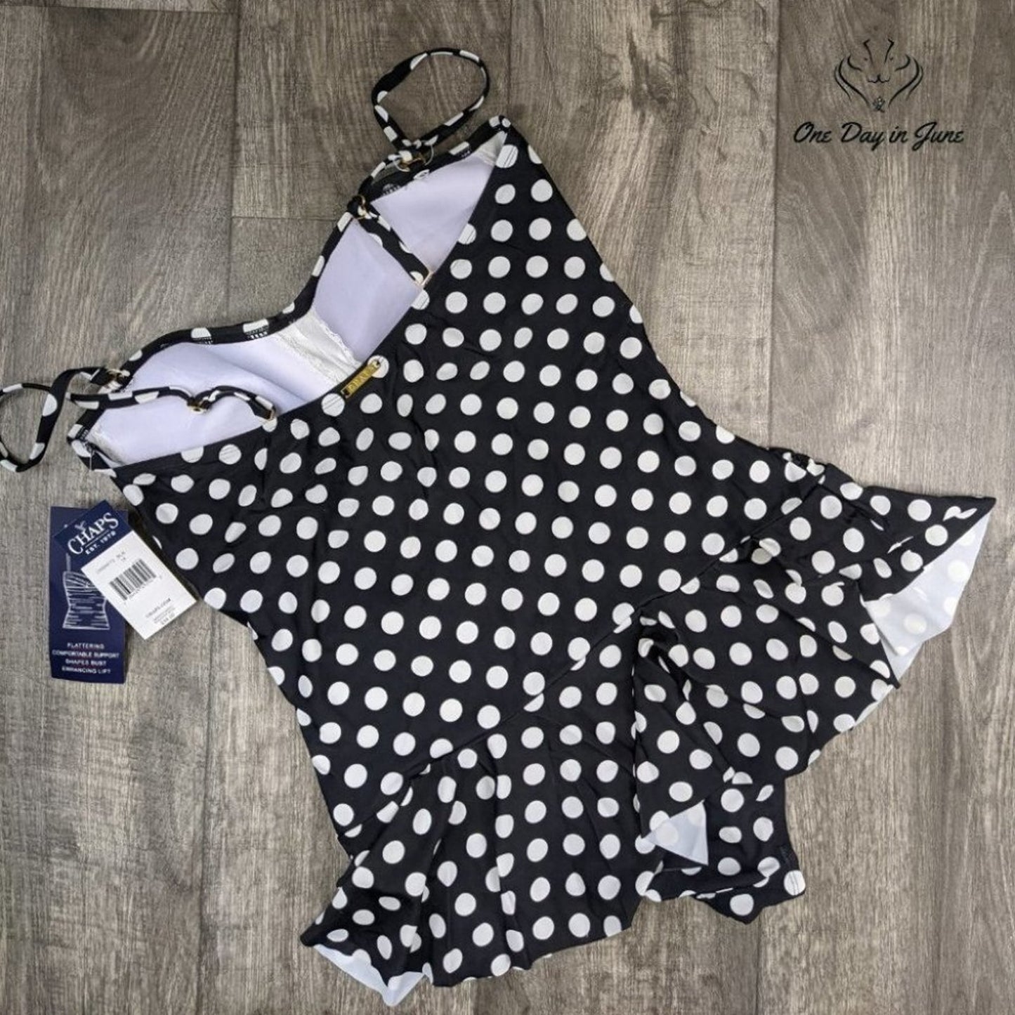 Chaps Skirted Bandeau Mio One Piece Swimsuit Size 18