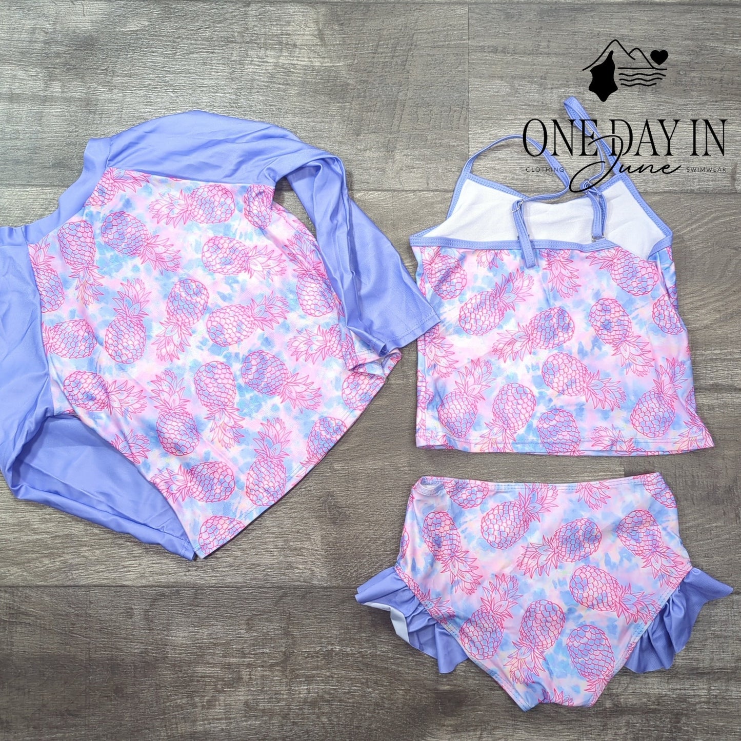 Coki Rashgaurd 3 Piece Bikini Swimsuit Size 8T