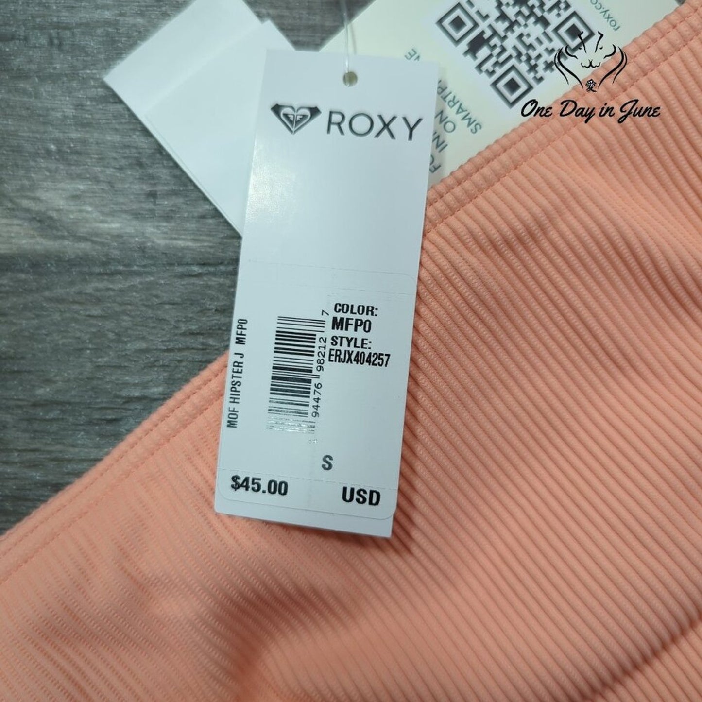 Roxy MOF Hipster Ribbed Bikini Bottom Size S