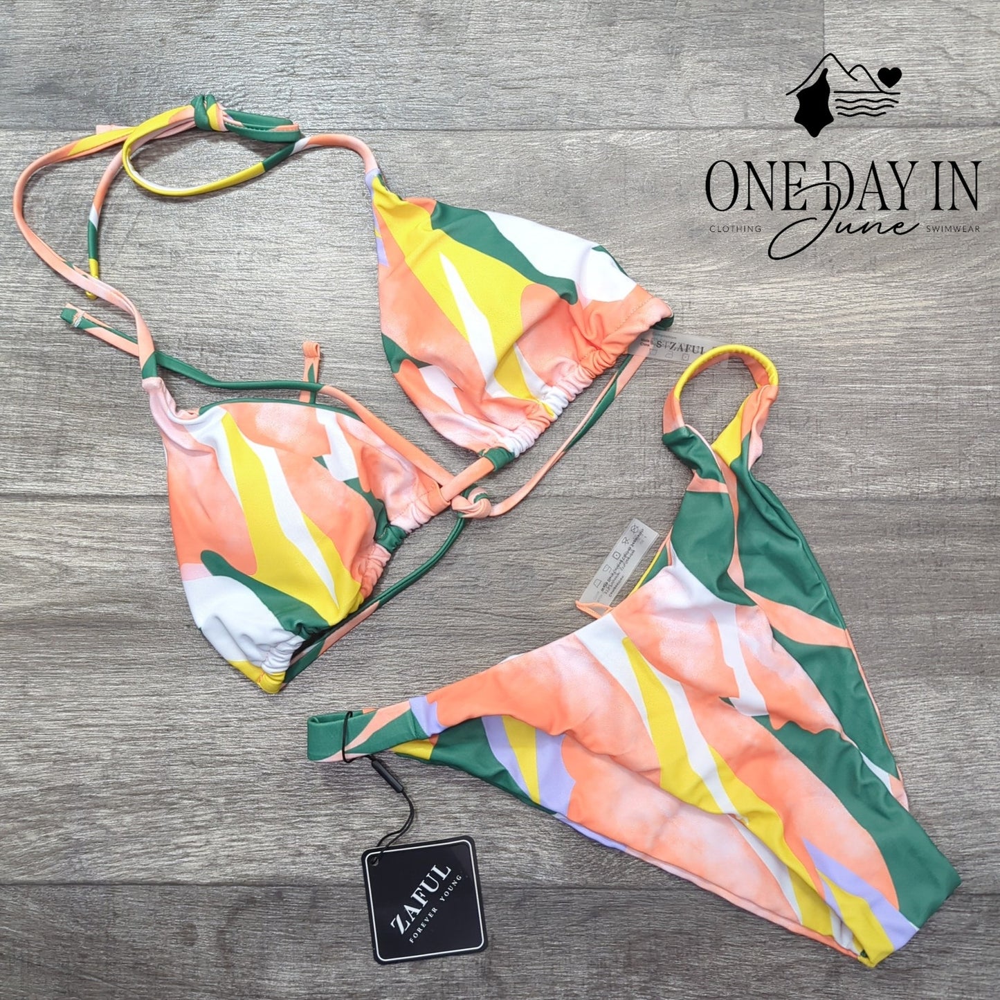 Zaful Triangle Tie Dye Bikini Swimsuit Size S