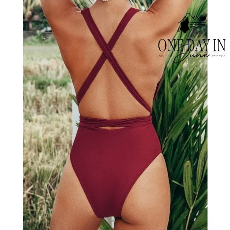 Cupshe Deep V Wrap One Piece Simwuit Size S