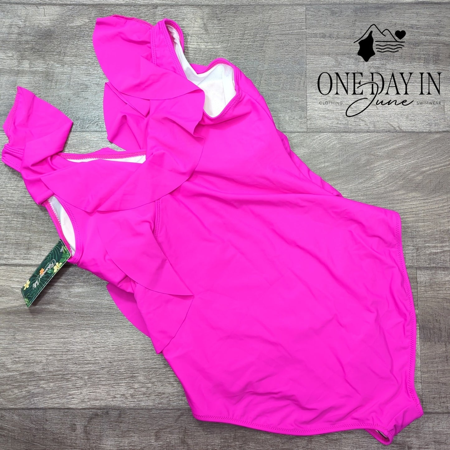 Blooming Jelly Ruffle Shoulder Tummy Control One Piece Swimsuit Size L