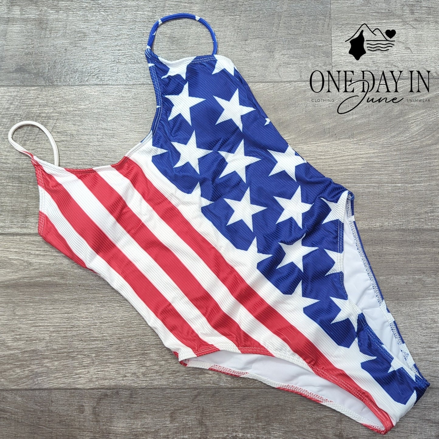 CharmLeaks Ribbed American Flag One Piece Swimsuit Size S