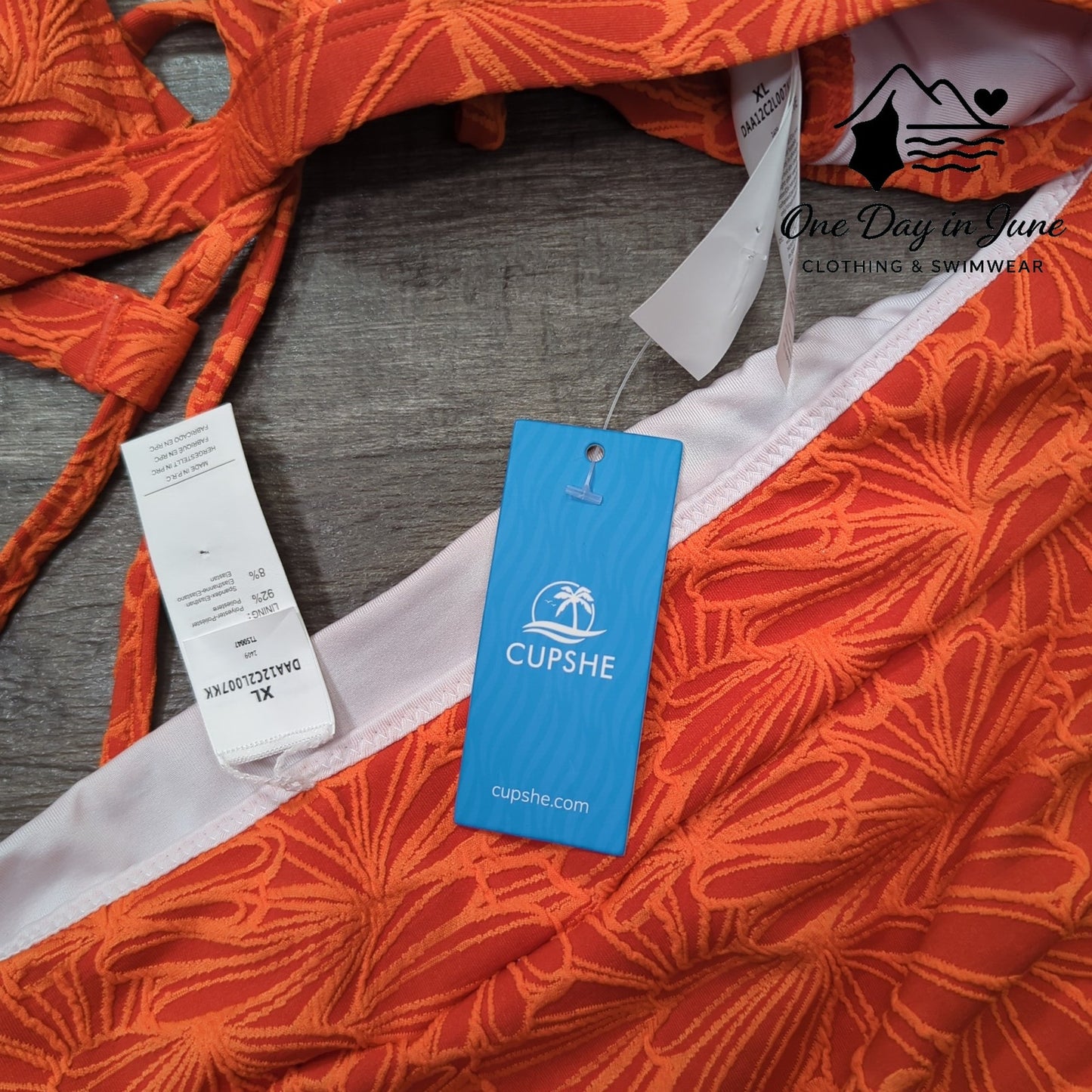 Cupshe Scallop Edge Strappy Back Bikini Swimsuit Size XL