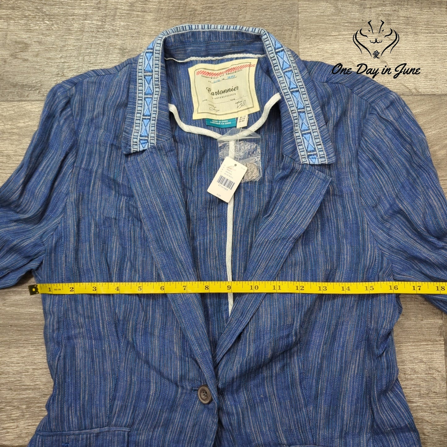 Anthropologie Linen Blend Single Button Blazer Size 8