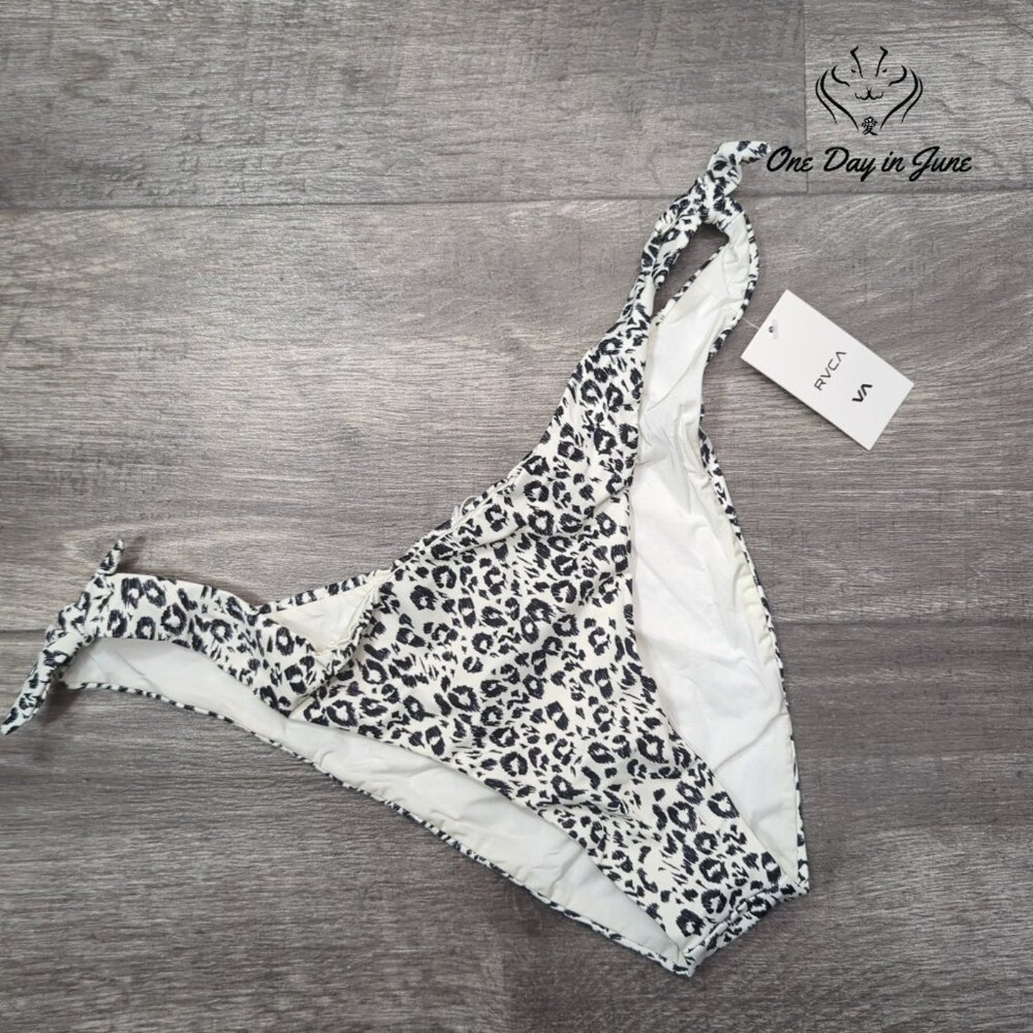 RVCA Animal Instinct French Tie Side Bikini Bottom Size XL