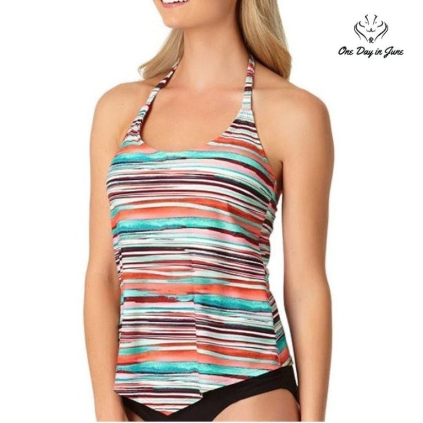 a.n.a Striped Tankini Top Size M