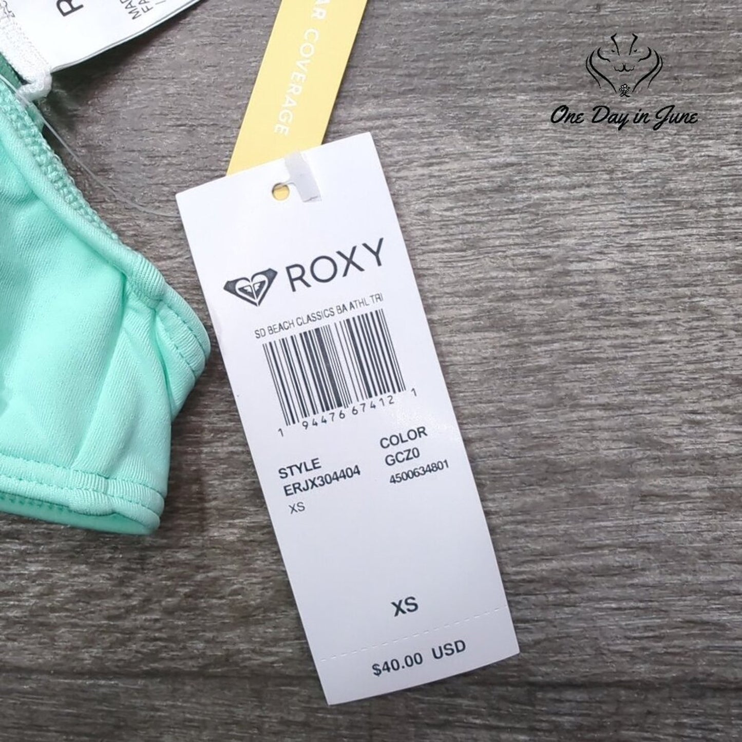 Roxy So Beach Classics Athletic Bikini Top Size XS