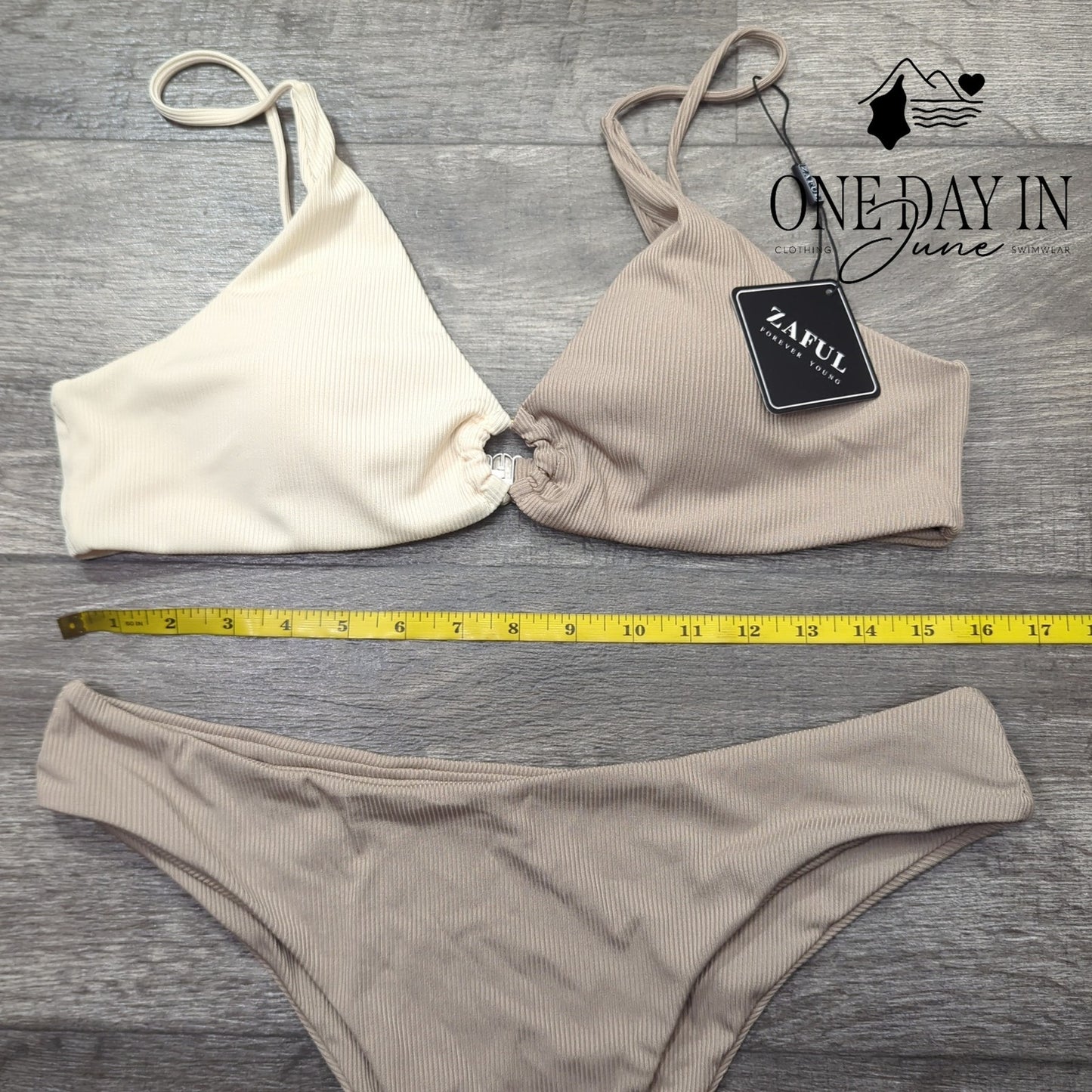 Zaful Ring Front Ribbed Bikini Swimsuit Size XL