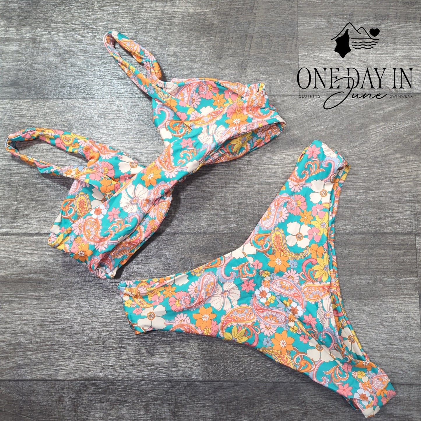 Charmo Knot Front Cheeky Bikini Swimsuit Size L
