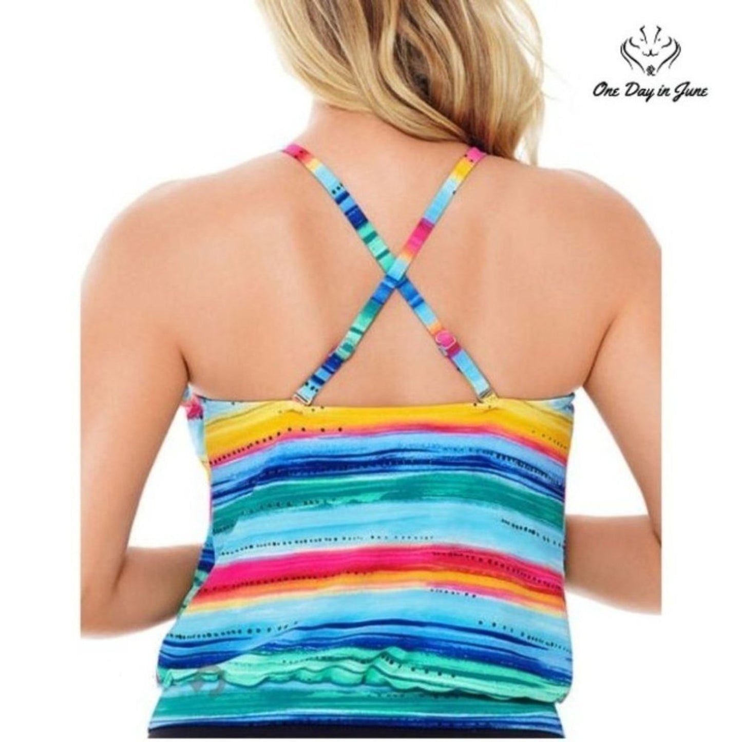 St. John's Bay Striped Tankini Top Size 12