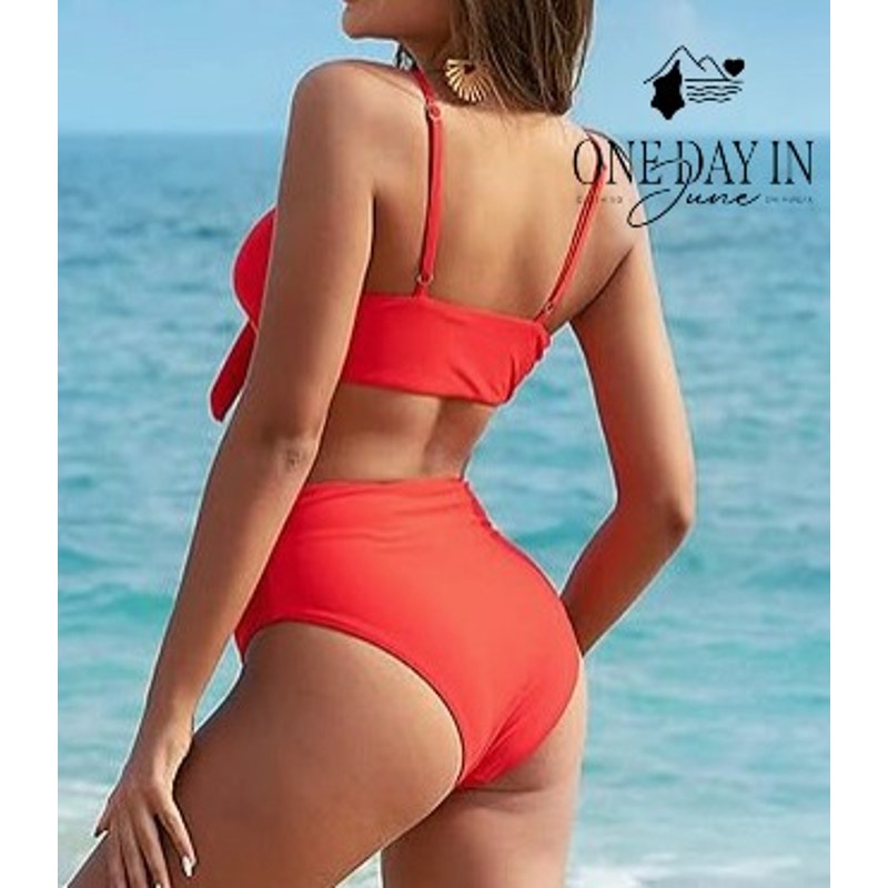 Blooming Jelly Knot Front High Waist Bikini Swimsuit Size S