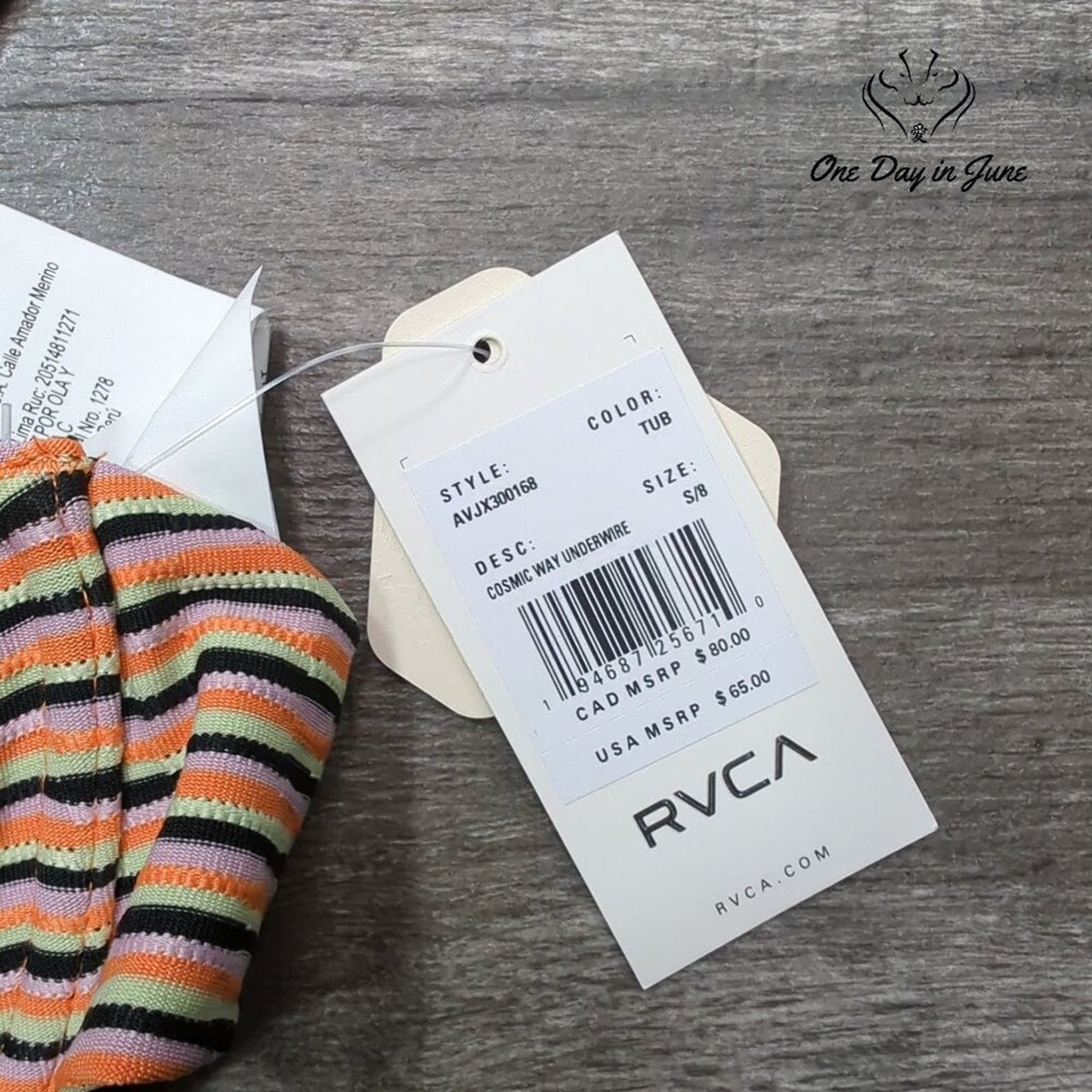 RVCA Cosmic Way Underwire Bikini Top Size S